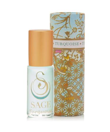 Turqouise Gemstone Roll-On Perfume Oil (1/8 Oz) - Travel Perfume Vegan Perfume Oil - Feel Subtle Hint of Waterflower-Infused Musk & Mysore Sandalwood Turquoise 1/8 Oz Perfume Oil Roll-On