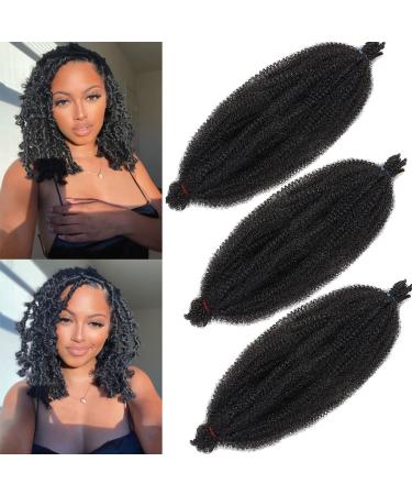 Xtrend 3 Packs 20 Inch Soft Springy Afro Twist Hair Pre-Separated Spring Twist Hair for Faux Locs Natural Black Marley Twist Crochet Braiding Hair Synthetic Hair Extensions for Black Women 1B# 20 Inch (Pack of 3) 1B#