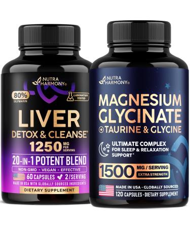 NUTRAHARMONY Liver Support & Magnesium Glycinate with Glycine Capsules