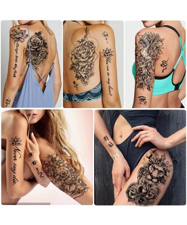 Yazhiji 49 Large Flowers Butterflies Crown Temporary Tattoos - Waterproof Fake Tattoos for Women, Girls, Kids, and Adults - Buy Online on GoSupps.com
