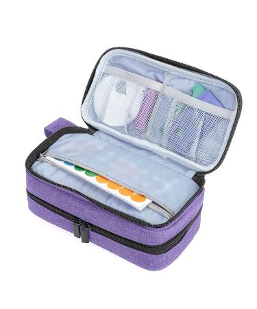 LUXJA Essential Oil Carrying Case - Portable Double-Layer Organizer for 12 Bottles (5ml-15ml) and Roller Bottles - Purple - Buy Online on GoSupps.com