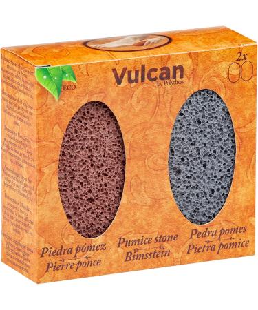 Vulcan Pumice Stone - Pack of 2 Units (Colours: Terracotta - Grey) - Removes Hard Skin and calluses from feet and Hands Terracotta - Gray - Buy Online on GoSupps.com