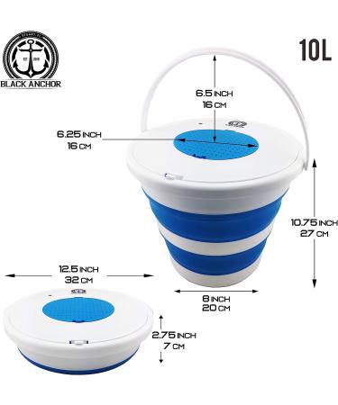 Black Anchor Collapsible Bait Bucket 10L | Lightweight with Aerator Slot and Tubing Hole - Buy Online on GoSupps.com