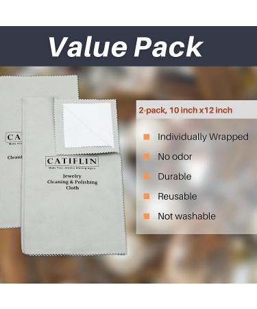 CATIFLIN 2pcs Multi-Layer Jewelry Cleaning Cloth for Gold, Silver & Platinum - Large 100% Cotton Polishing Cloths - 10X12 Light Gray - Buy Online on GoSupps.com