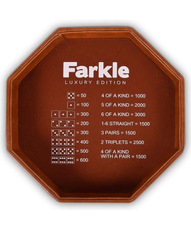 RNK Gaming Farkle Luxury Edition Brown PU Leather Dice Tray