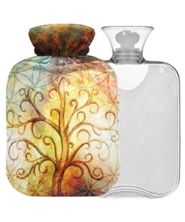 NAANLE hot water bottle with cover galaxy tree of life Transparent hot water bottle heat bottle for back pain relief handfoot warmer neck warmth and cold therapy 2l