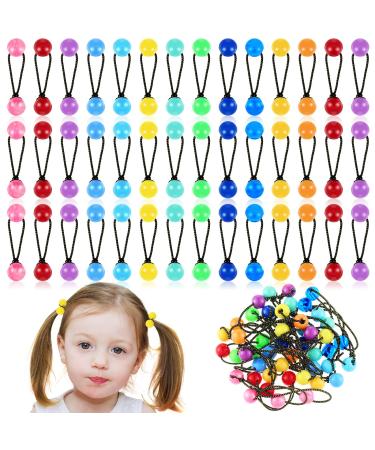 36 Pieces Hair Ties Hair Balls Ponytail Holders Colorful Twin Bead Ponytail Balls 80s 90s Elastic Hair Accessories for Baby Kid (Colorful  12 mm) 12 mm Colorful