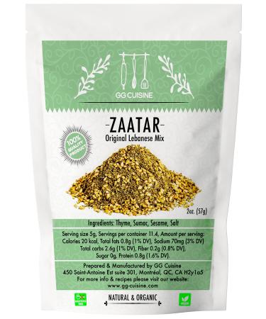 Premium Lebanese Zaatar Spice Blend | Toasted Sesame Seeds, Dried Thyme and Sumac Spice for Steak Seasoning, Bagel Seasoning, Dip Mix & a lot more | Low Sodium Zaatar Seasoning Organic Spices 2 Oz. 2 Ounce (Pack of 1)