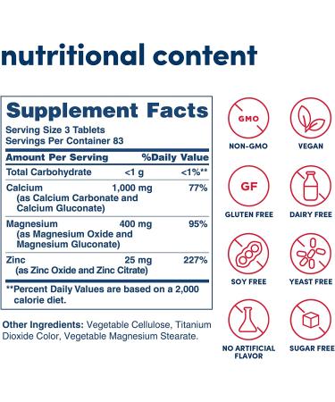 American Health Chelated Calcium Magnesium Zinc - 250 Tablets for Bone Health & Wellness - Buy Online on GoSupps.com