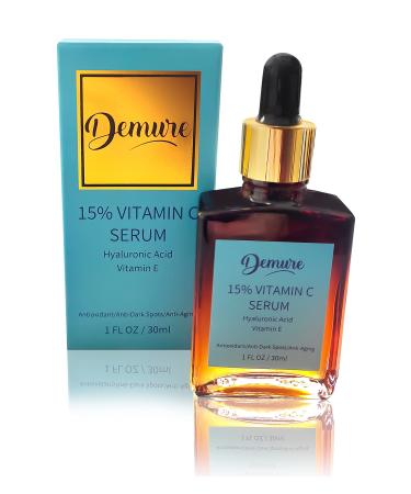 Demure 15 vitamin C serum with hyaluronic acid and vitamin E 30 ml nourishing serum for radiant healthy skin
