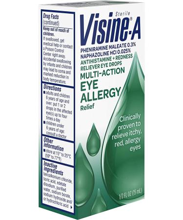 Visine-A Antihistamine Red Eyes Multi-Action Allergy Relief Eye Drops 0.5 fl. oz (Pack of 2) - Buy Online on GoSupps.com