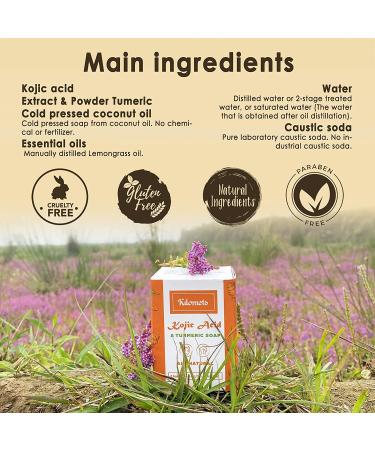 Kojic Acid Vitamin C & Turmeric Soap 2 Bars | Even Skin Tone Dark Spots Hyperpigmentation | Natural Vegan Ingredients 3.35oz (Pack of 2) - Buy Online on GoSupps.com