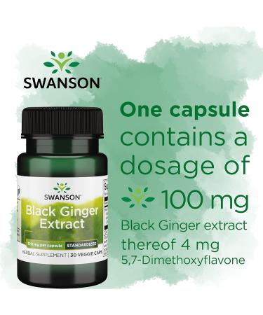 Swanson Black Ginger Extract 100mg - High Strength 30 Vegan Capsules - Lab Tested - Vegetarian - Non GMO - Buy Online on GoSupps.com