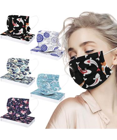 Goddess Accent 50 Pack Disposable Face_Mask Cute Floral Tie Dye Printed Protection for Adults Women - Buy Online on GoSupps.com