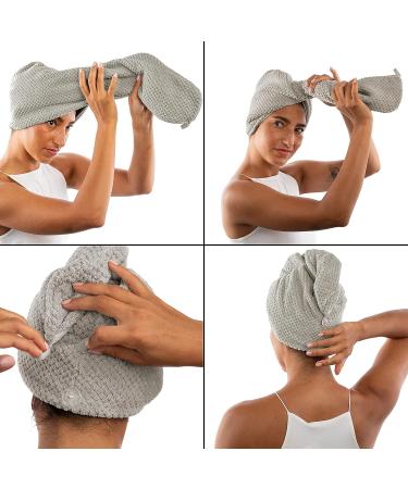 UB-STORE Luxury Grey Microfiber Hair Towel Wrap - Ultra Absorbent & Quick Dry Head Turban for All Hair Types - Luna Grey - Buy Online on GoSupps.com
