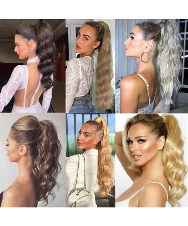 Ponytail Extension 24 Inch Long Wavy Ponytail Extension Magic Paste Synthetic Ponytail Hairpiece Wrap Around Wavy Ponytail Hair Extension for Women Ponytail Hairpiece for Women (Color : M24-613 Si 24inches M24-613 - Buy Online on GoSupps.com