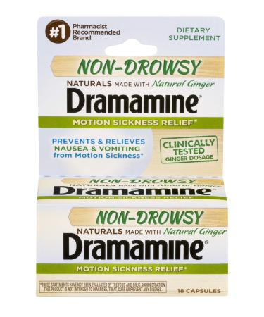 Dramamine Non-Drowsy Naturals Motion Sickness Relief | 18 Count