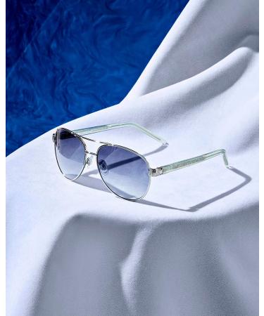 Sofia Vergara x Foster Grant Women's Carmen Sunreaders Aviator Reading Glasses - Silver 57mm 3 Diopters - Buy Online on GoSupps.com