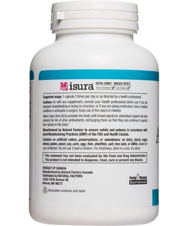 Buy Natural Factors Alpha-Lipoic Acid 200 mg - 120 Capsules | Premium Antioxidant Support - Buy Online on GoSupps.com