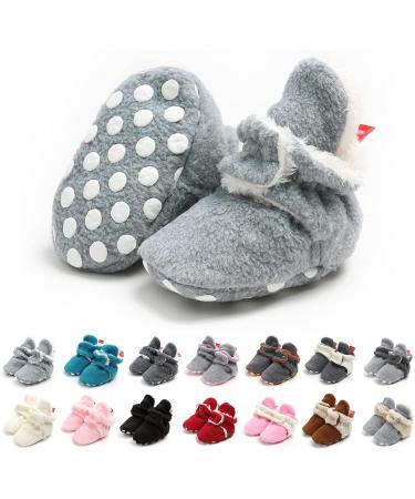 TMEOG Baby Booties Slippers | Infant Boots for Boys Girls | Winter Sock Crib Shoes | 6-12 Months | Light Grey Furry - Buy Online on GoSupps.com