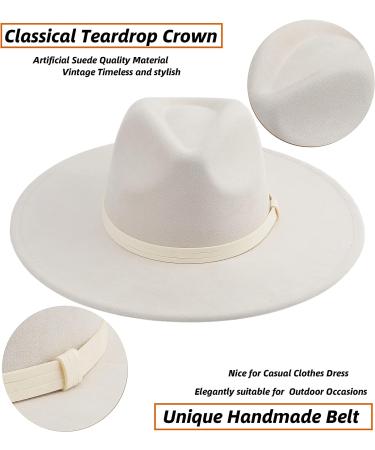 Pro Celia Wide Brim Fedora Hat for Women - Large Felt Panama Rancher Hat (Stripe-Ivory) - Buy Online on GoSupps.com