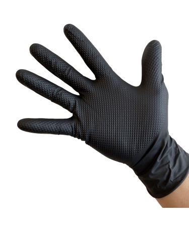 KingSeal UltraBlack PRO-3D Nitrile Exam Gloves 8 MIL Diamond-Texture Grip Various Sizes and Packs (100 Count) 1 Medium