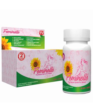 Menopause Supplement for Women FEMINELLE Original Formula - 1 Month Supply Fast PMS & Menopause Relief - Hot Flashes Trouble Sleeping Night Sweats Mood Swings Weight Gain Hair Loss Low Energy