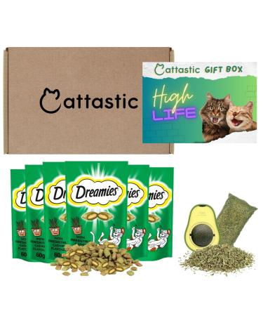 Cat Treats Catnip Bundle With 6 x Catnip Dreamies 60g 1 x Avocado Catnip Ball 1 x Dried Catnip Bag Cattastic Facts And Play Activity Guide For Cats And Kittens And Gift Box