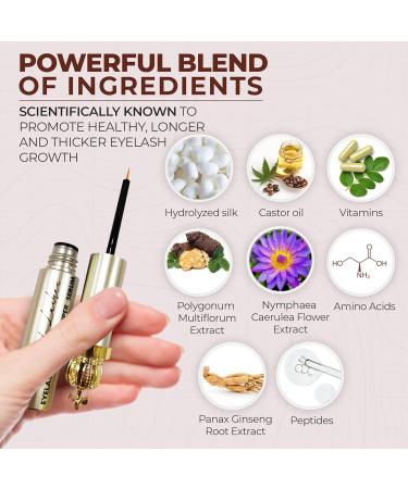Premium Eyelash Growth Serum | Boost Longer Fuller & Thicker Lashes with Ginseng & Peptides - 8ml - Buy Online on GoSupps.com