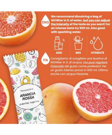 Wowter by AMZ Better - Sugar-Free Calorie-Free Blood Orange Beverage Powder | 12 Soluble Bags | GMO-Free & Gluten-Free Made in Italy - Buy Online on GoSupps.com