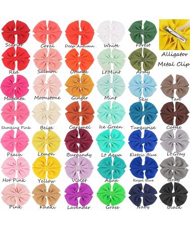 40 Colors Solid Fabric Hair Bows Clips for Baby Girls, Toddlers & Teens | Alligator Hair Accessories - Buy Online on GoSupps.com