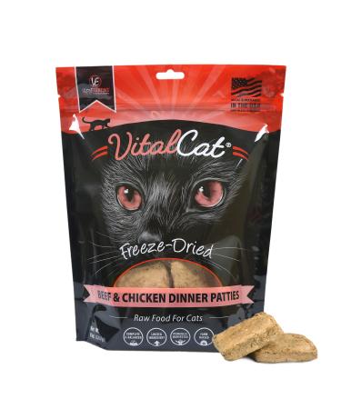 Vital Essentials Freeze Dried Cat Food, Beef & Chicken Dinner Patties 8 oz