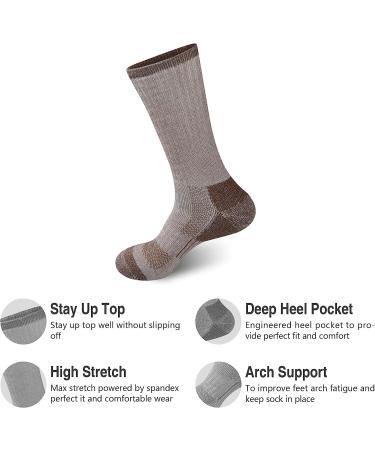 GKX Men's Merino Wool Moisture Wicking Crew Socks - Camel, Size 6-12 | Ideal for Outdoor Hiking and Heavy Duty Work - Buy Online on GoSupps.com