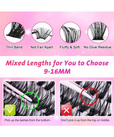 DIY Individual Cluster Eyelash Extension Kit - 280pcs Natural Russian Lashes - 50p 9-16MM A-Cluster Lashes Kit for Self Application - Buy Online on GoSupps.com