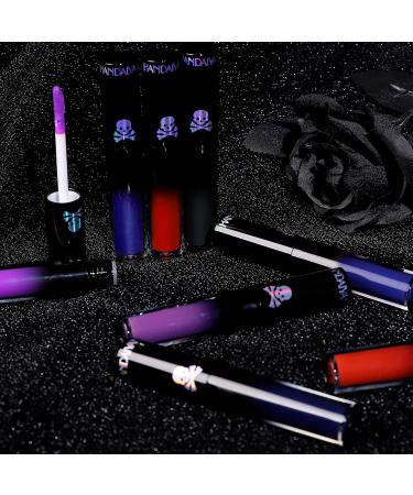 Rechoo 4PCs Matte Lipstick Set - Long-Lasting Non-Stick Liquid Lip Stain for Halloween Cosplay - Dark Red & Blue Lip Tint - Buy Online on GoSupps.com