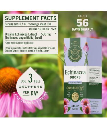 HERBAMAMA Echinacea Tincture - Vegan Immune Support with Echinacea Angustifolia Root Extract Drops - Non-GMO Alcohol & Sugar-Free Liquid Supplement 56-Day Supply 4 Fl Oz (Pack of 1) - Buy Online on GoSupps.com