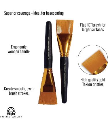 Plaid 50557E Flat Brush Set - 2 Piece Gold Taklon Brushes - Buy Online on GoSupps.com
