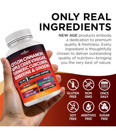 Ceylon Cinnamon Turmeric Apple Cider Vinegar Ginseng Aloe Vera Berberine Plus Banaba Ginger Root - 120 Count 120 Capsules (Pack of 2) - Buy Online on GoSupps.com