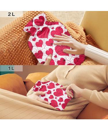 Large 2L Valentine Hearts Hot Water Bottle with Cover - Ideal for Cramp Pain Relief | Shop Internationally - Buy Online on GoSupps.com