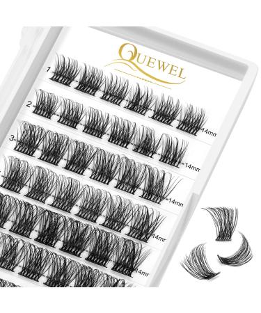 QUEWEL eyelash cluster 72 PCs cluster eyelash 14mm DIY eyelash extension Individual false eyelashes soft-not break for personal make-up use (quh-s012-14mm) 1 piece (1 Pack) Quh-S012-14mm