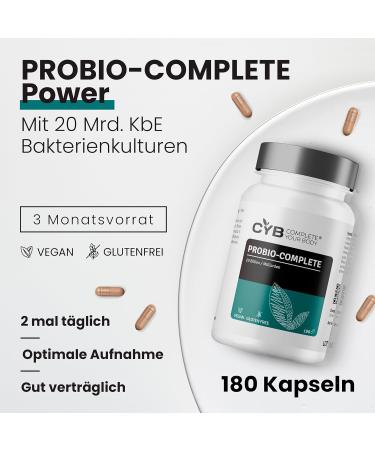 Cyb | Probio Complete Cultures Complex - 20 Billion KBE Lactobacilli & Bifidobacteria - Inulin - 180 Vegan Capsules - Health Supplement - 3-Month Supply - Buy Online on GoSupps.com