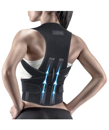 Posture Corrector for Women and Man, Back Brace Support straightener, Shoulder Lumbar Adjustable Breathable and Posture Corrector for Improve Posture, for Neck, Back and Shoulder Pain Relief M-Black- 29.1-33 Medium