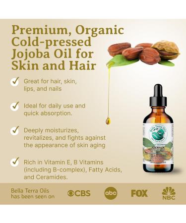 Jojoba Oil 120 ml 100% Pure Cold-pressed Unrefined Organic Premium Quality - Bella Terra Oils  - Buy Online on GoSupps.com