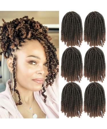 6 Pack Spring Twist Crochet Braiding Hair Bomb Twist Crochet Hair for Black Women Low Temperature Synthetic Hair Extensions for Butterfly Locs Fluffy Twist Braids 15 Strands 50g/Pack (8inch, T27#) 8 Inch (Pack of 6) T1B/27#