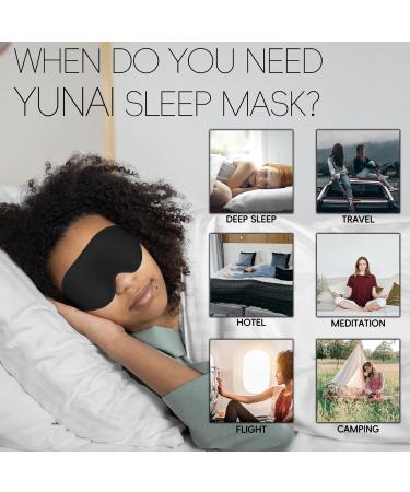 YUNAI 3D Sleep Eye Mask - Adjustable Contoured Cup Night Blindfold for Side Sleepers | Soft Blackout Eye Shade for Sleep Travel & Yoga | Ideal for Men & Women - Buy Online on GoSupps.com