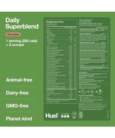 Buy Huel Daily Superblend Chocolate Powder - 25g Plant-Based Protein Super Greens & 87 Essential Vitamins | Eco-Friendly & International Shipping - Buy Online on GoSupps.com