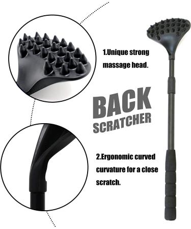 EASACE 21inch Extendable Back Scratcher with Strong ABS Massage Head - Compact & Retractable - Ideal for Adults and Pets (Black) - Buy Online on GoSupps.com