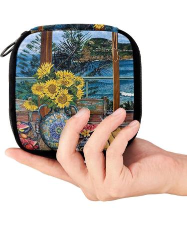 GIAPB Period Bag - Vintage Sunflower Beach Color - Sanitary Napkin Storage & Makeup Pouch - Buy Online on GoSupps.com