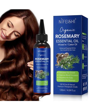Rosemary Essential Oil for Hair Growth - 120ml Pure Organic Infusion with Castor Oil | Scalp Massage & Body Care Improves Circulation & Reduces Hair Loss - Buy Online on GoSupps.com