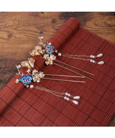 Minkissy Chinese Hair Stick 1 Pair of Retro Flower Hair Chopsticks Hairpin Japanese Chignon Pin Vintage Hair Accessories - Buy Online on GoSupps.com